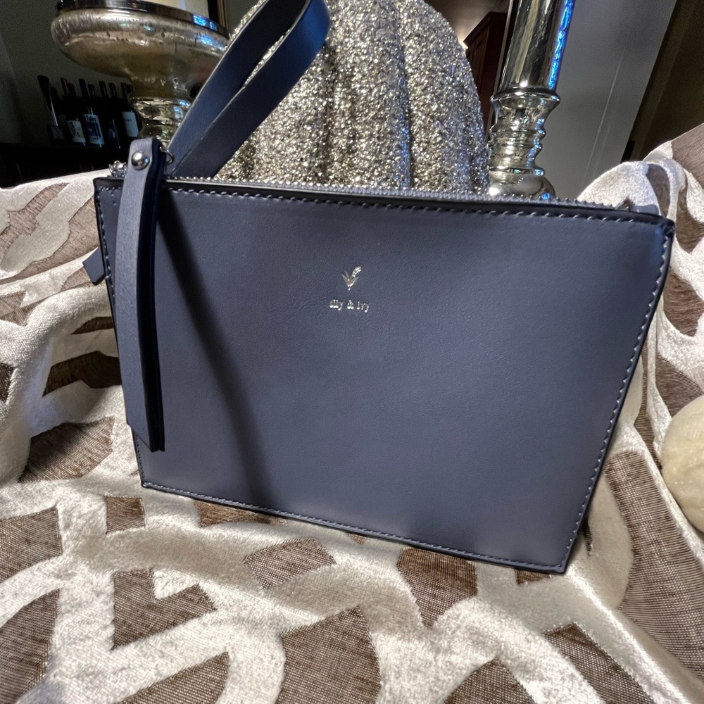 Light Grey- to- Eggplant colored Wristlet - Lily & Ivy the cutest lil clutch too